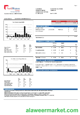 USA NorthWestern Energy business utility bill template in Word and PDF formats, version 1